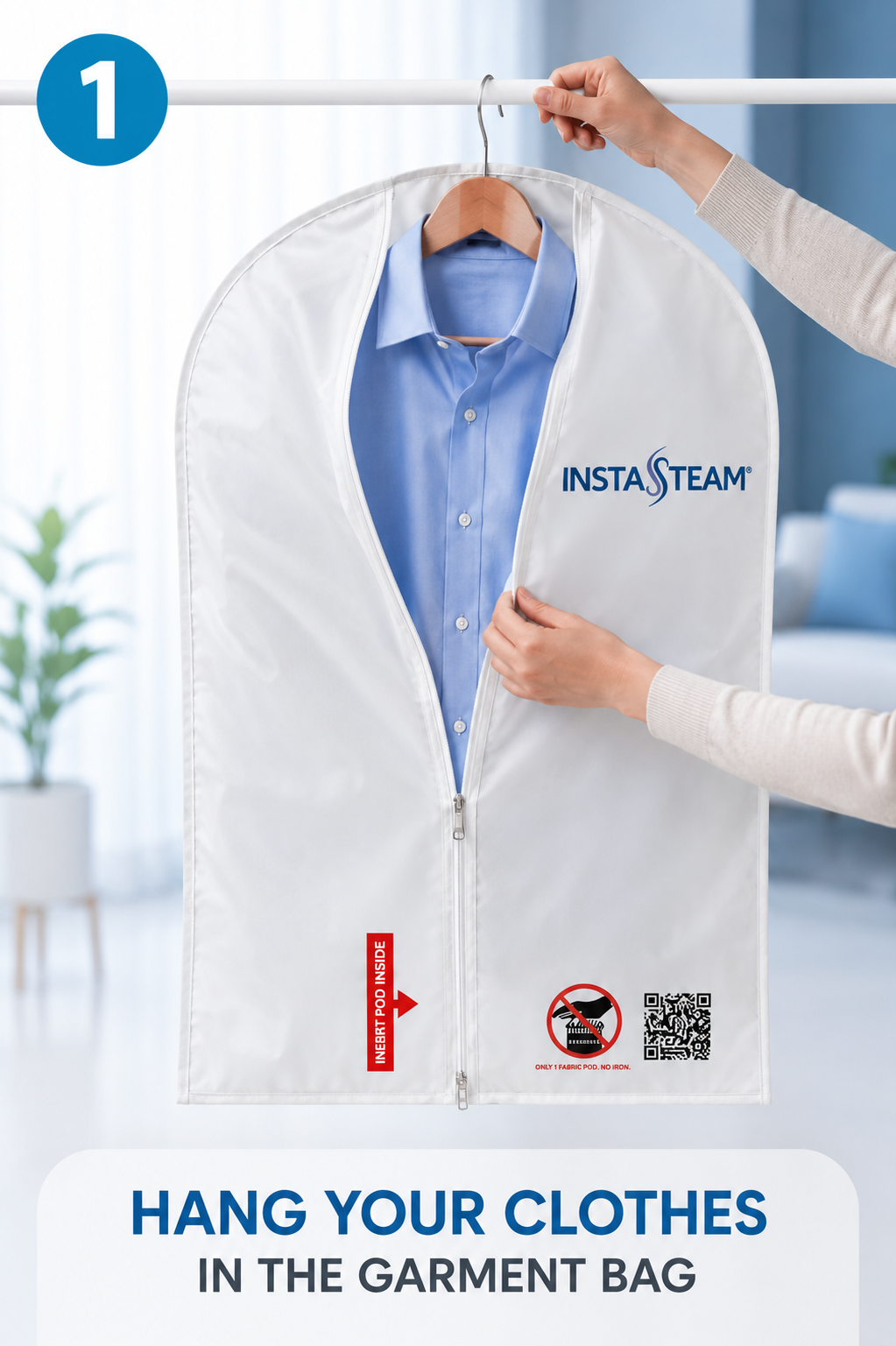 Step 1: Hang your clothes in the garment bag