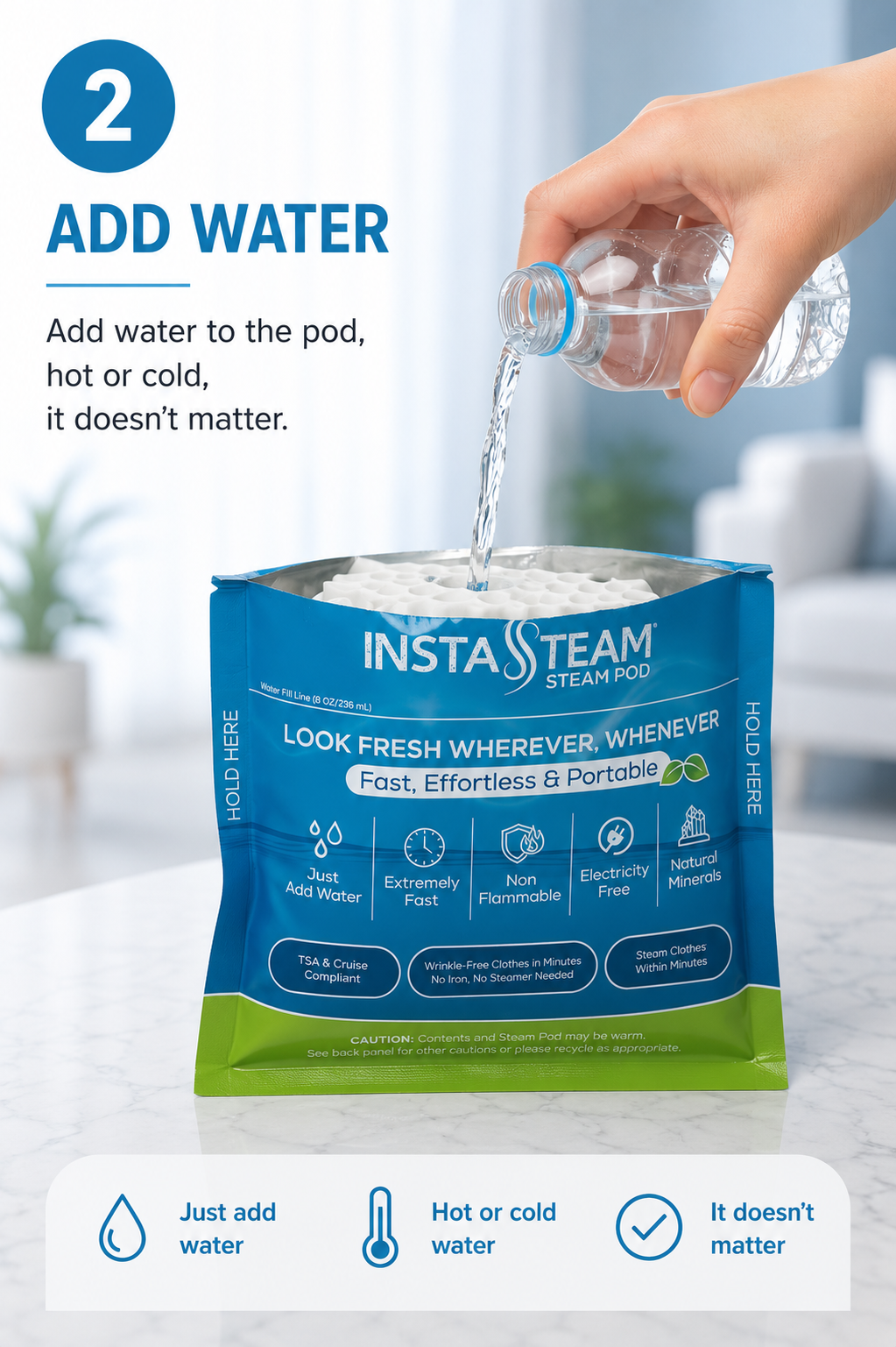 Step 2: Add water to the pod